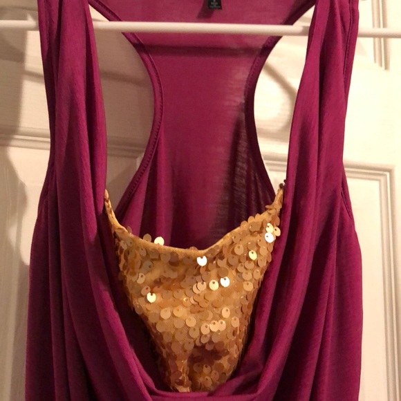 Heart Soul fuscha and gold sequin halter - Picture 3 of 4